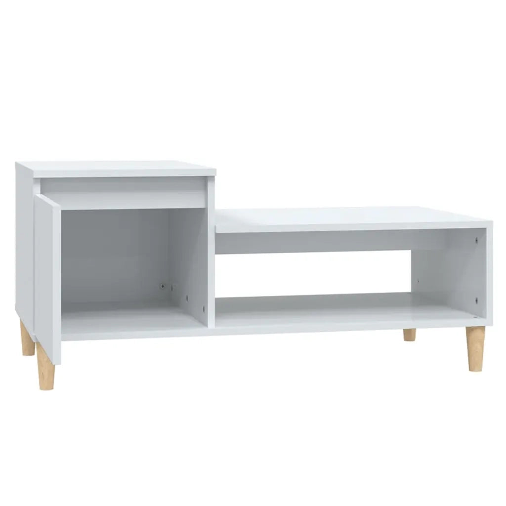 Tavolino da Salotto Bianco Lucido 100x50x45cm Legno Multistrato 821126