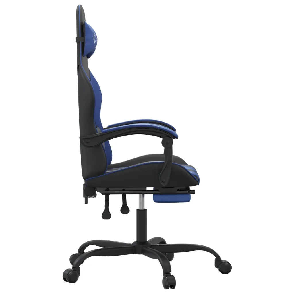 Sedia da Gaming con Poggiapiedi Nero e Blu in Similpelle cod mxl 65951