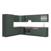 Cucina angolare completa Fame-Line Verde-oro rustico/Antracite 347 x 60 cm, PL Rovere Vicco