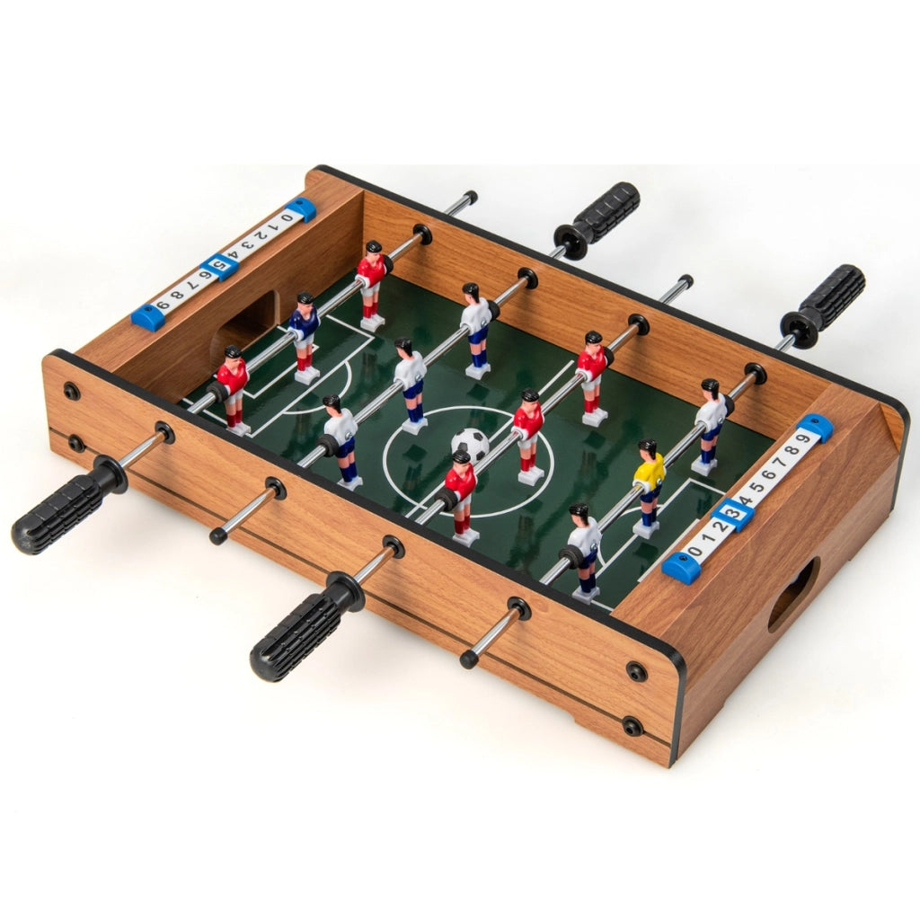 Calcio balilla mini per 2 giocatori, Calcetto da tavolo salvaspazio con maniglie resistenti 2 palloni Naturale-Stanza dei giochi
