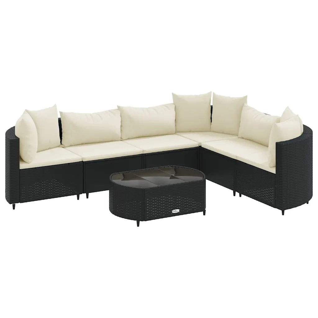 Set Divani da Giardino con Cuscini 7pz Nero Polyrattan 3308376