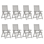 Sedie Giardino Reclinabili 8pz Cuscini Massello Acacia Grigio 3075144