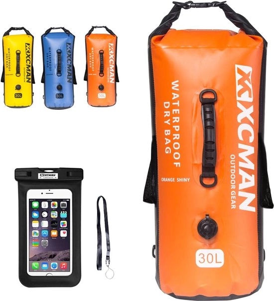 Zaino impermeabile, sacchetto per bagni, campeggio e kayak, 30 l, con valvola di scarico e cinture di spalla doppie