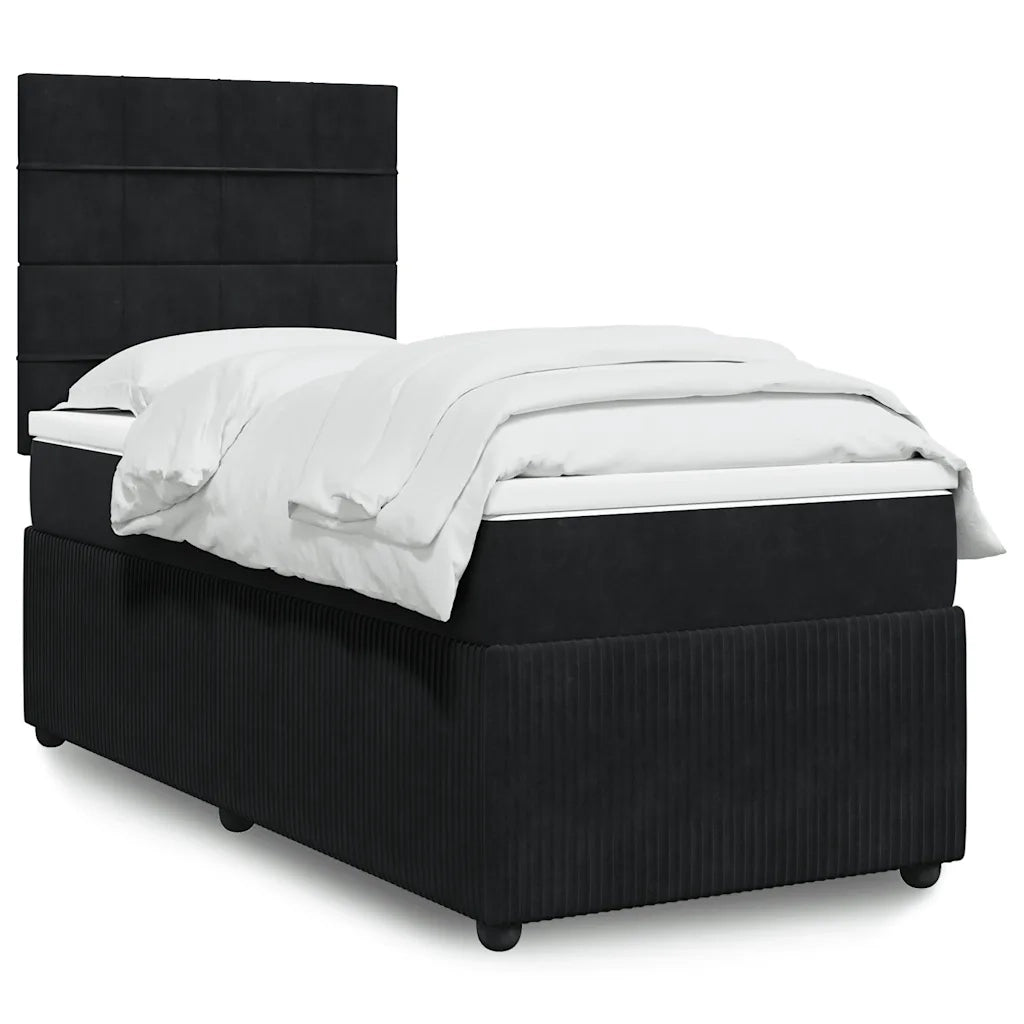 Giroletto a Molle con Materasso Nero 100x200 cm in Velluto