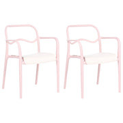 Set di 2 sedie da giardino impilabili in plastica rosa pastello e beige stile retrò per tutte le stagioni
