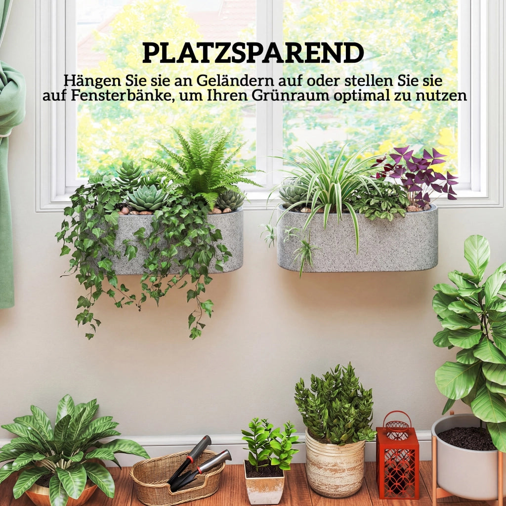 Set 2 Pezzi Vasi da Fiori Sospesi ¨C zephmum ¨C Grigio Chiaro 42x16x15 cm