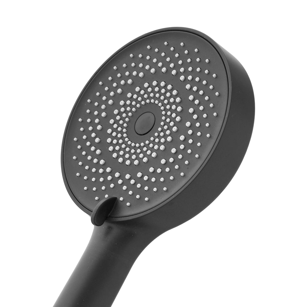 Doccetta tonda moderna 26cm nero opaco a tre getti in ABS anticalcare Hidra