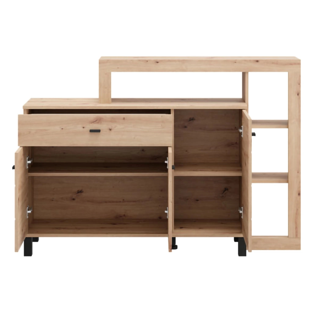 Madia Piriap, Credenza un Cassetto, 145x35x101h cm Marrone Rovere Nodi