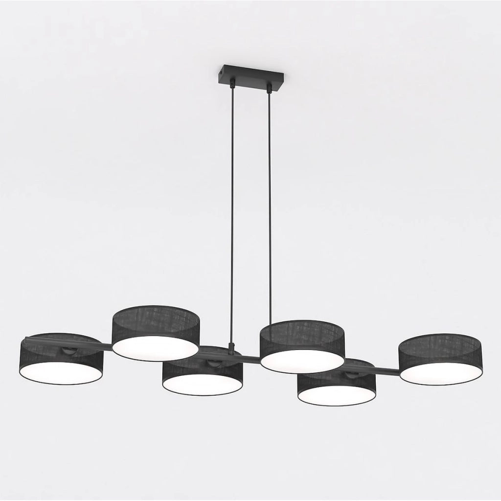 Lampada a sospensione DRUMZ in acciaio nero con paralumi cilindrici