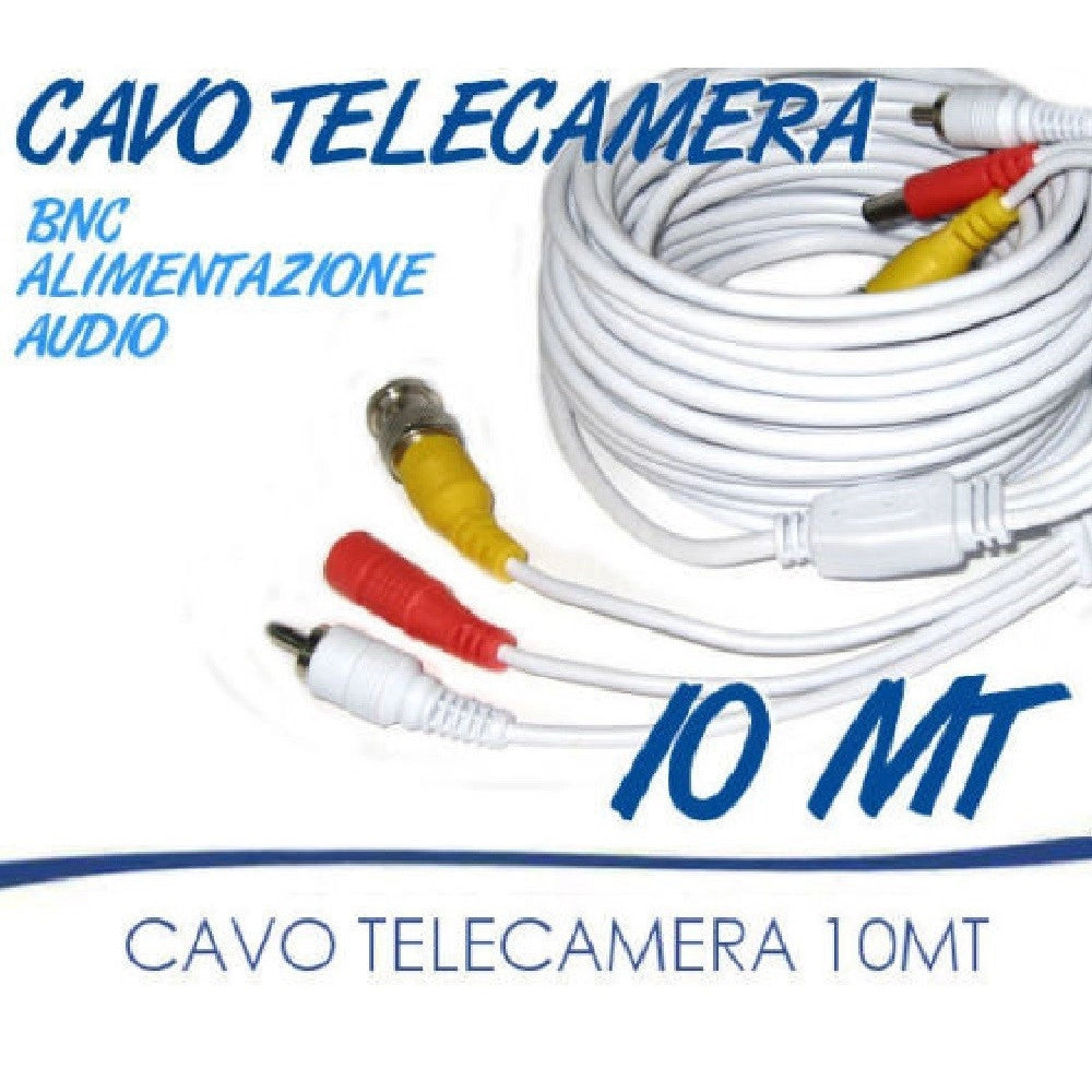 Trade Shop - Cavo Prolunga Telecamera Rca Bnc Audio Video Alimentazione 10 20 30 50 Metri -    -10 Mt   -