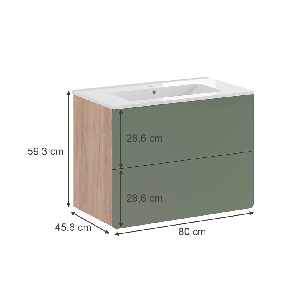 Vicco Set di mobili da bagno Goldkraft rovere/verde 2 pezzi