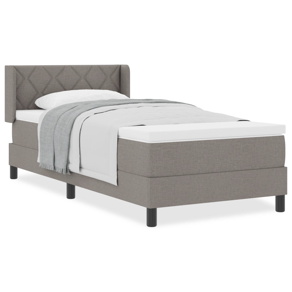 Letto con box spring  e materasso tortora 100x200 cm in tessuto