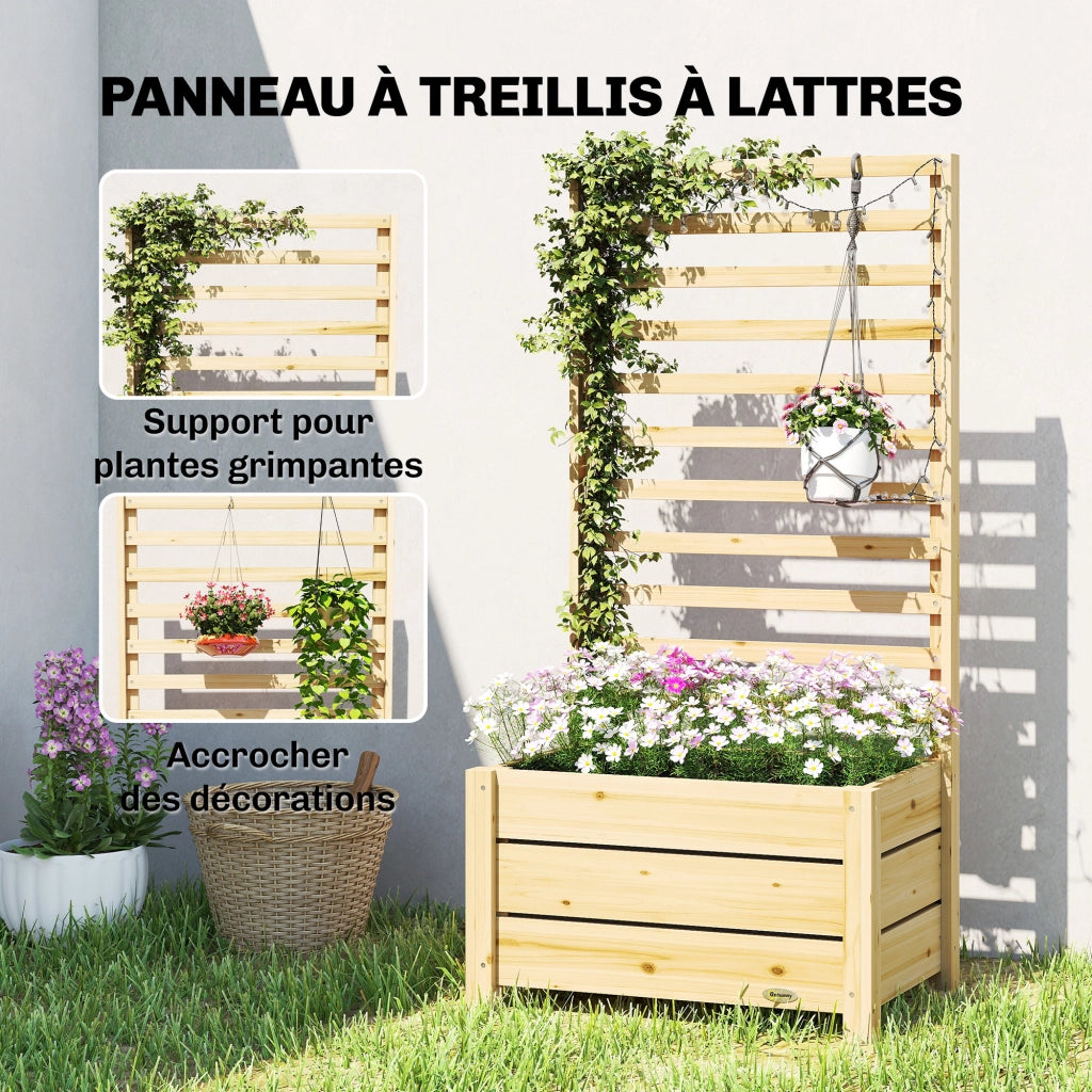 Fioriera con griglia e schermo ¨C zephmum ¨C legno naturale 60x39x120 cm