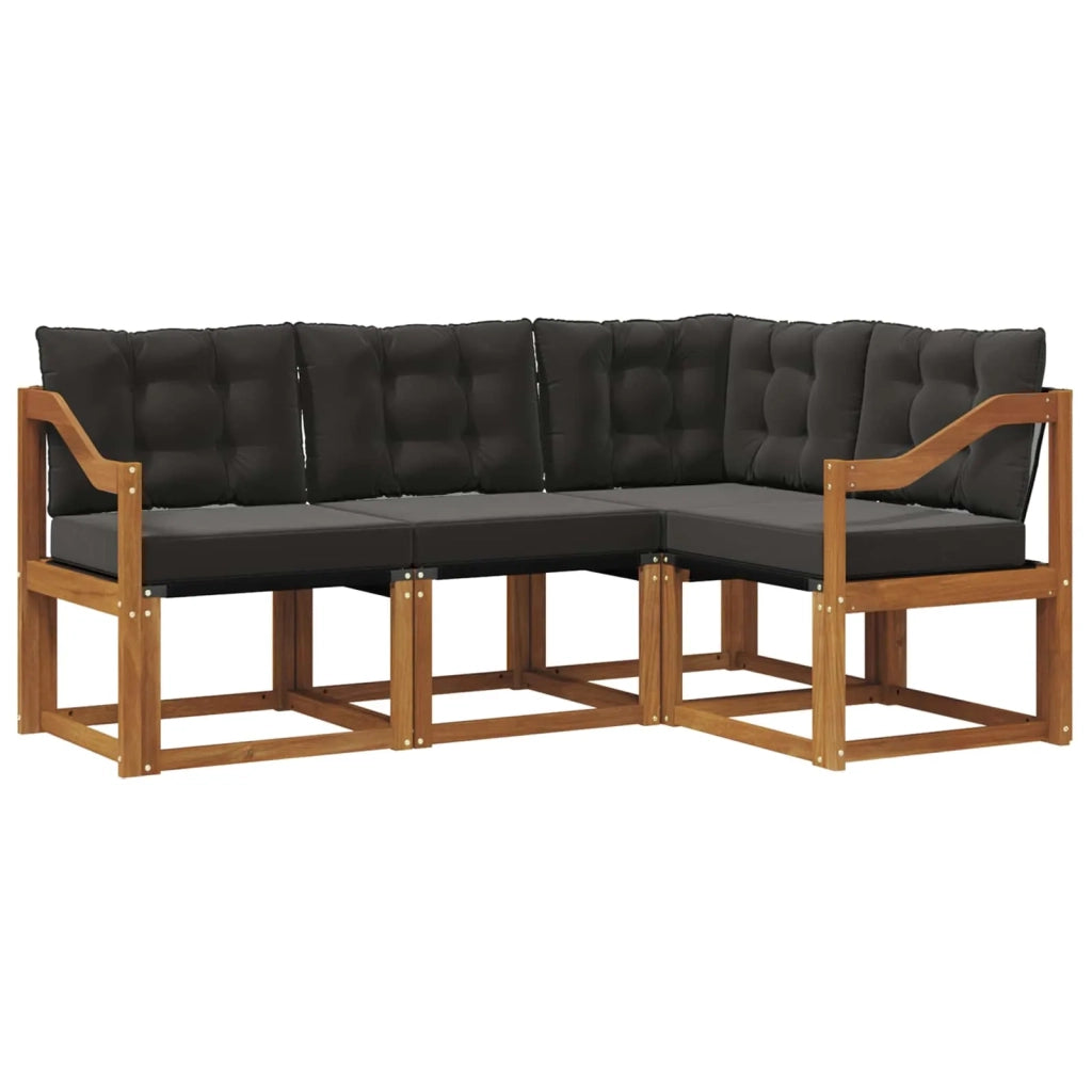 Set di divani da esterno con cuscino 4 pcs Naturale e Nero 3368627
