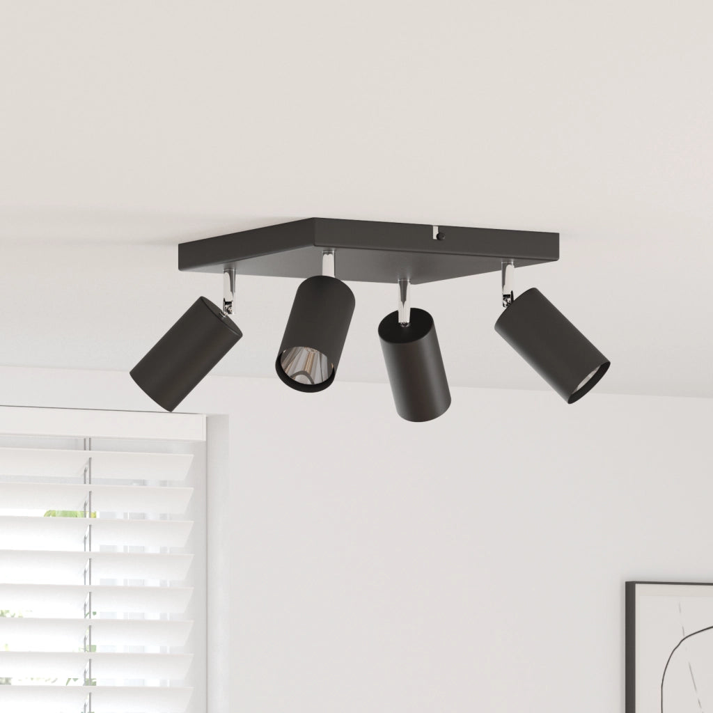 Faretto da soffitto 4 Vie Regolabile Nero GU10