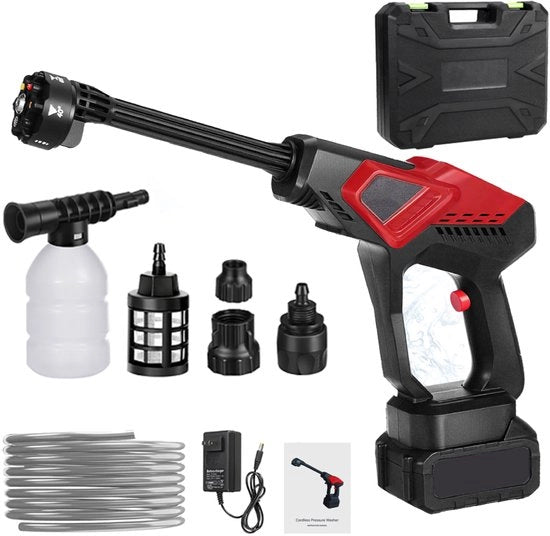 Kit di Pulizia a Pressione - 2x Batterie 5000 mAh - Sparatore a Pressione Senza Fili - Completo per Lavastoviglie