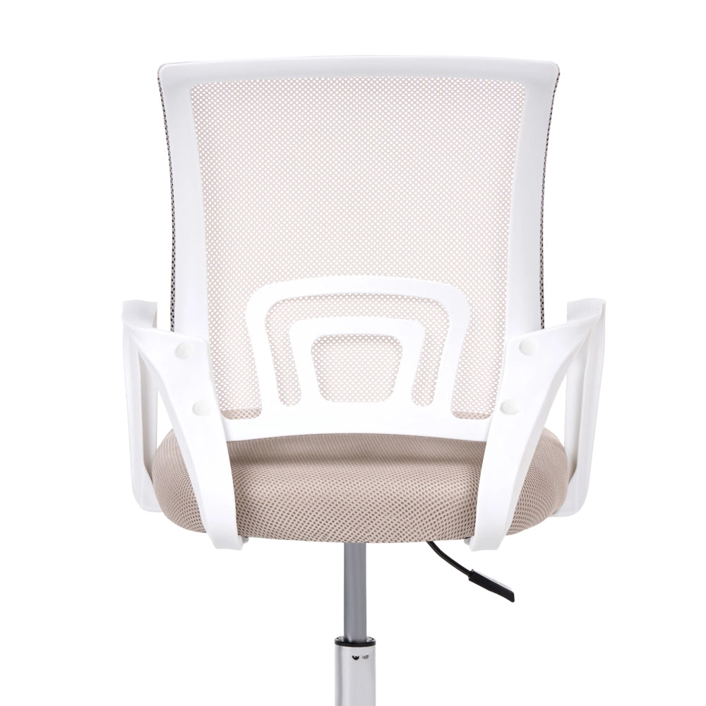 Sedia girevole da ufficio con schienale reclinabile regolabile in altezza beige moderna ufficio in casa