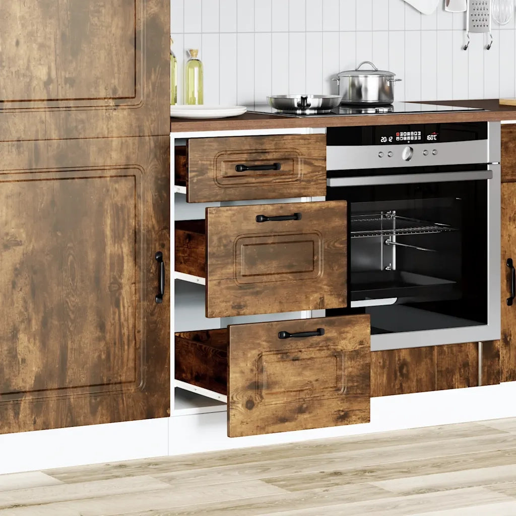 Base da Cucina-Mobile Base da Cucina Kalmar Rovere Fumo in Legno Multistrato 235865