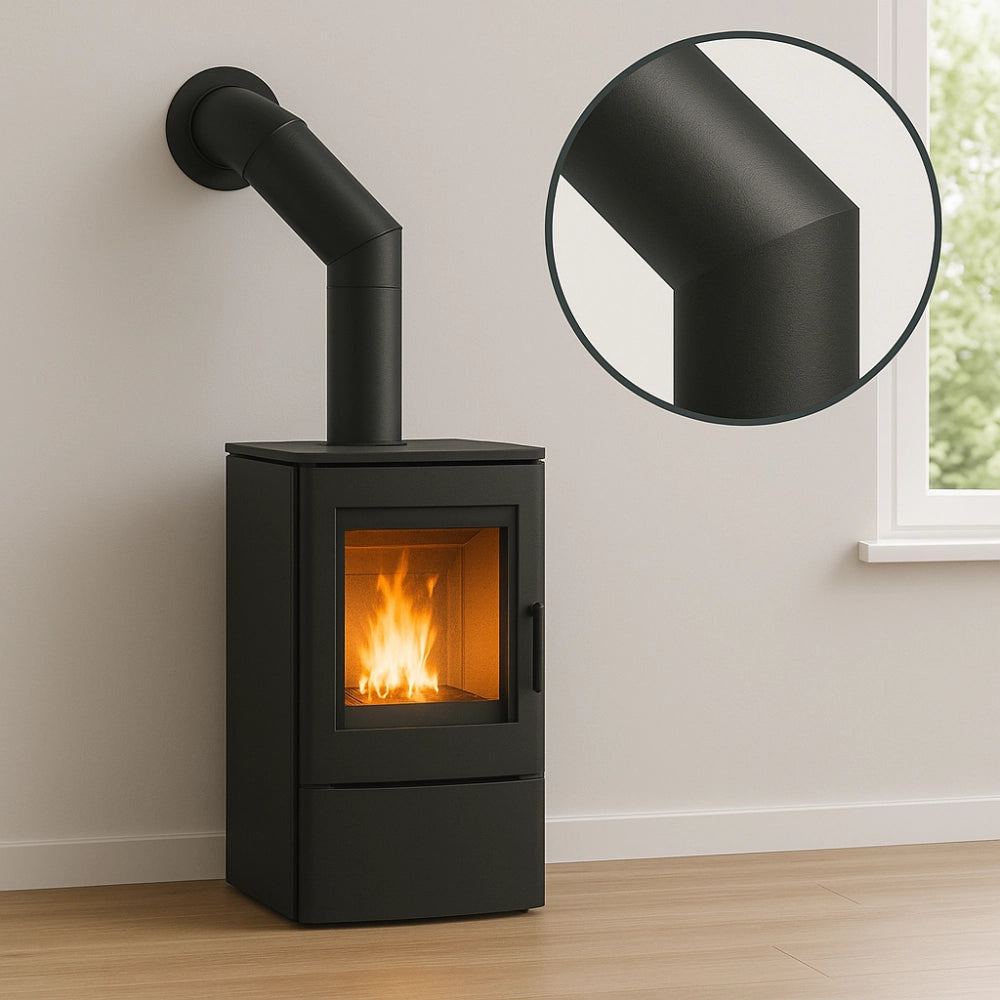 Curva a 45° elemento angolare modifica sezione canale fumo stufa pellet *** misura Ø 150 mm, confezione 1