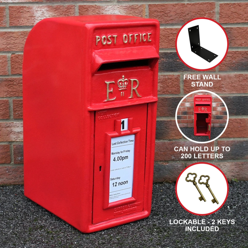 Cassetta Postale per le Lettere in Stile Britannico Inglese in Ghisa da Esterno Bocchetta Lettere Standard UK - Rosso