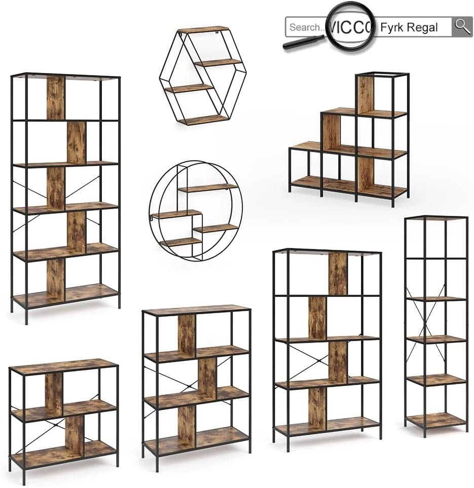Divisorio per ambienti Fyrk, Legno antico, 120 x 120 cm, utilizzabile come divisorio o come libreria aperta