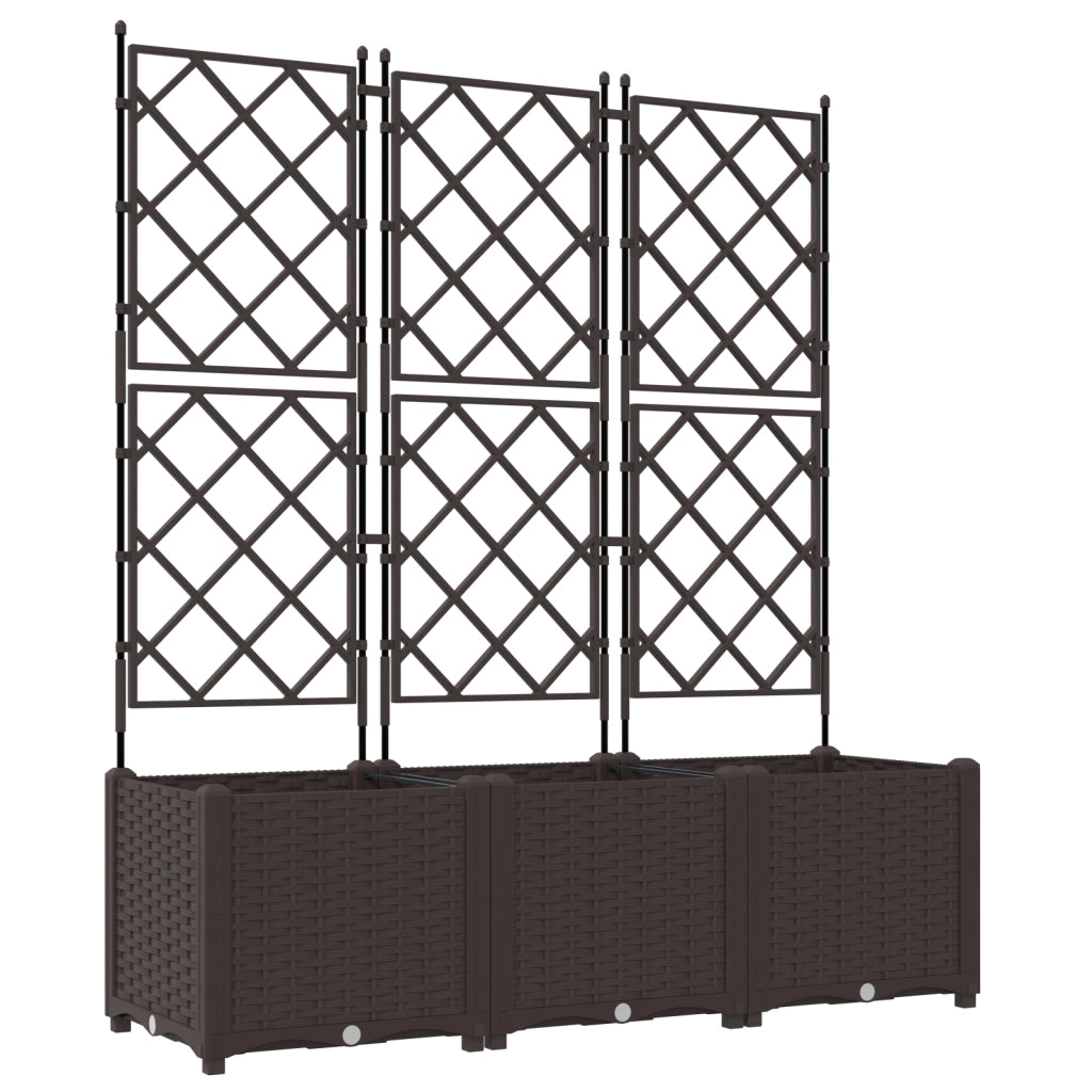 Fioriera da Giardino con Grata 3 pz Marrone 120x40x143 cm