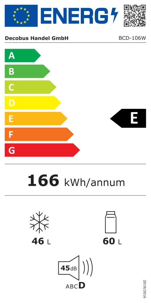 Frigorifero combinato 106 L con freezer 4 stelle; LED e temperatura regolabile; nero e argento