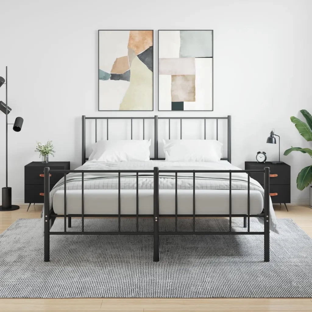 Set di 2 Comodini | Armadio da Notte | Mobiletto da notte Neri 40x35x47,5 cm in Legno Multistrato