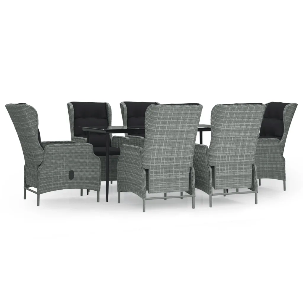 Set da Pranzo da Giardino 7 pz Grigio Chiaro in Polyrattan 3156807
