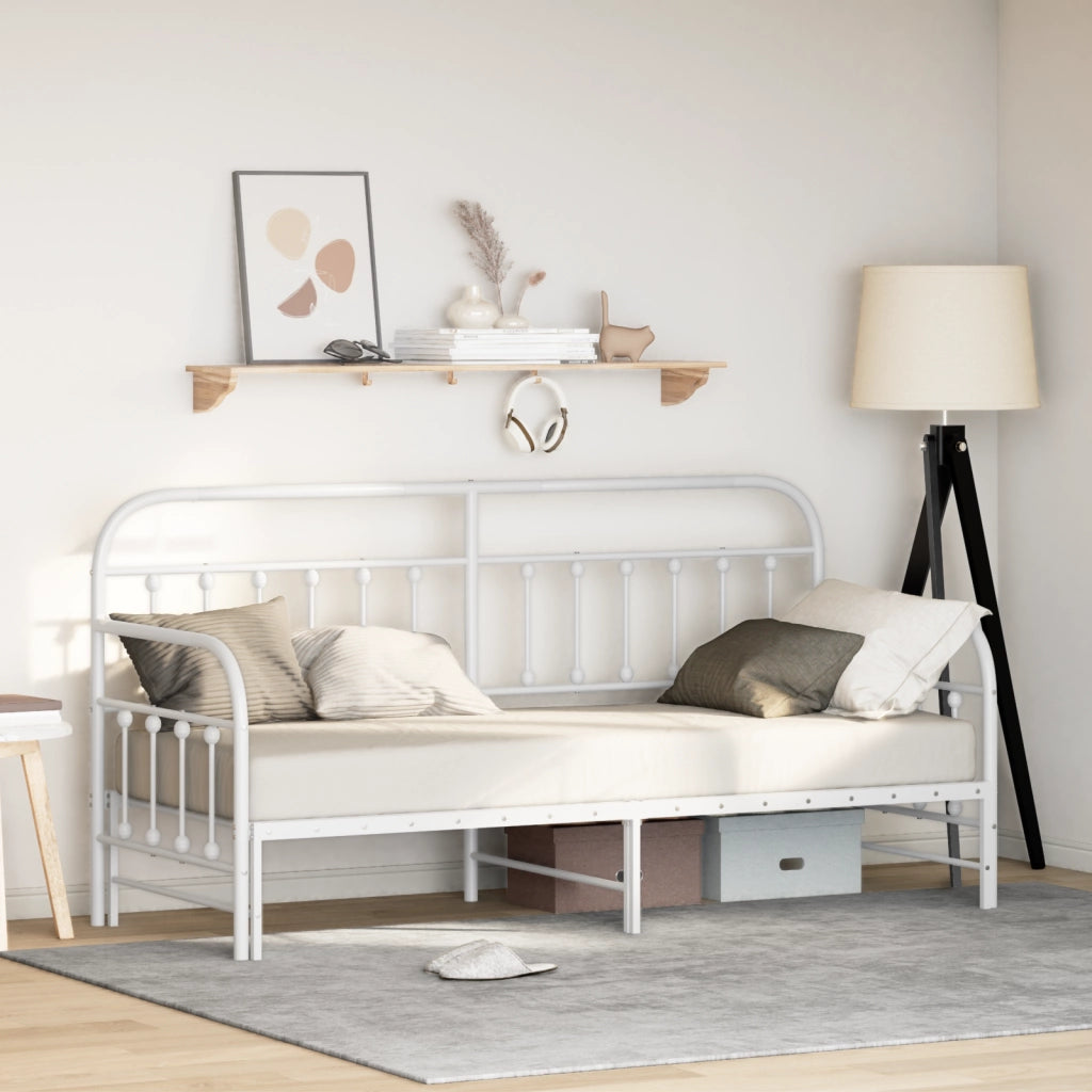 Struttura Letto Giorno  con Letto Estraibile Bianco 80x200 cm in Acciaio