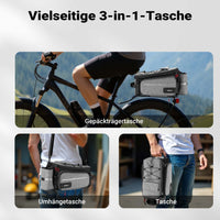 Borsa per portapacchi posteriore bici espandibile fino a 20 L nera, impermeabile e multiuso, scomparto laptop ed elementi riflettenti