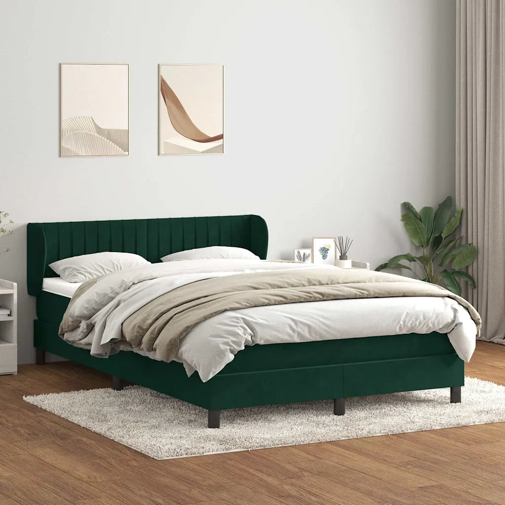 Giroletto a Molle con Materasso Verde Scuro 160x220 cm Velluto