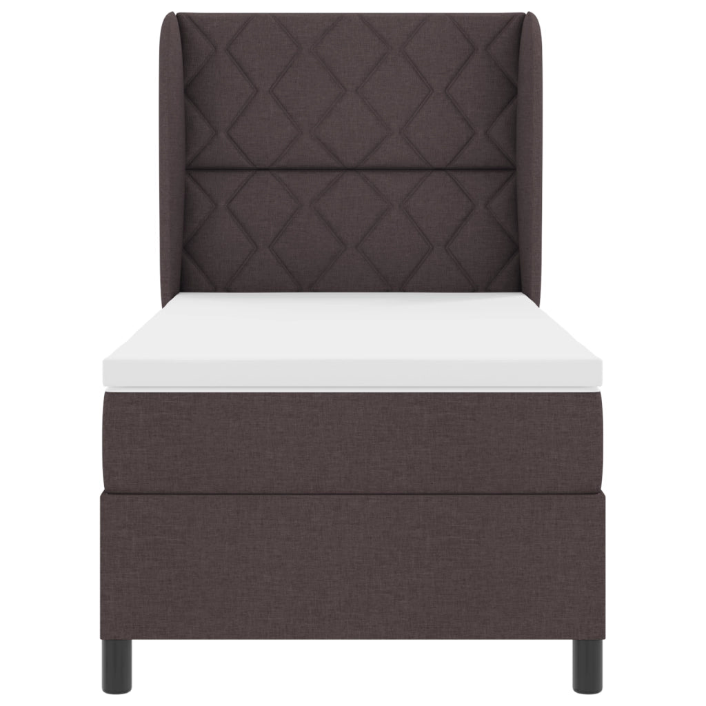 Letto Box Spring  con Materasso - Marrone Scuro, 100x200 cm, Tessuto