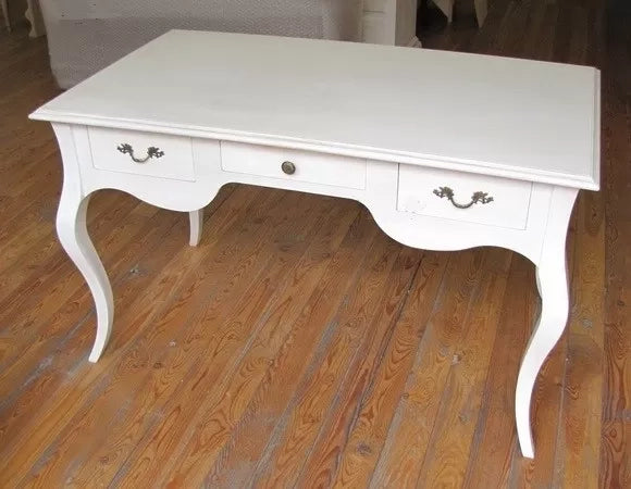 Scrivania legno 3 cassetti laccato bianco opaco l.130 x p.75 h.80 - Mobili 2G