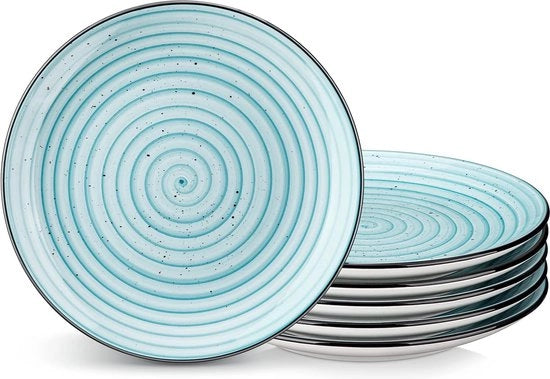 Set di piatti da insalata da 6, piatti da dessert per dolci, in ceramica, adatti al forno a microonde e al lavastoviglie