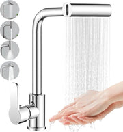 Kraan da 360° girevole con rubinetto da bagno estensibile e 4 tipi di getto - Rubinetto in acciaio inox.