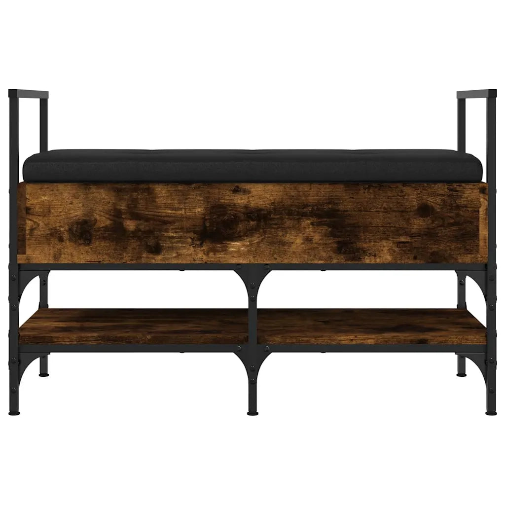 Panca Porta Scarpe-Sgabello-Panca Scarpiera Rovere Fumo 85,5x42x57,5cm Legno Multistrato