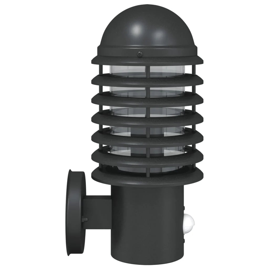 Set di 2 applique da esterno con sensore di movimento IP44 15 x 15 x 33,5 cm acciaio inox nero 02_0056574
