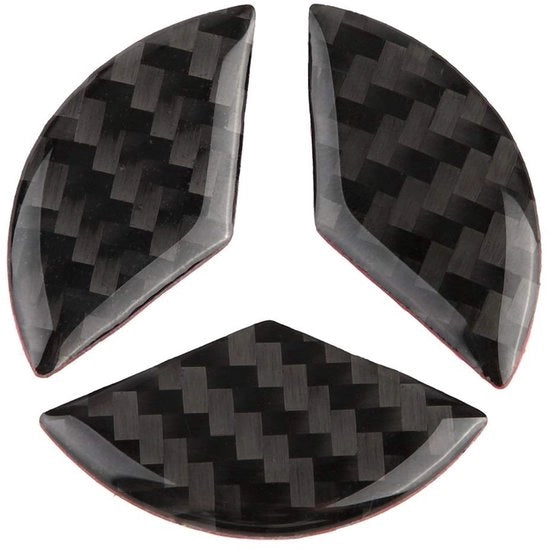 Sterzo in Fibra di Carbonio Decorativo con Logo per Mercedes C Classe 2005-2012 (3 pezzi)