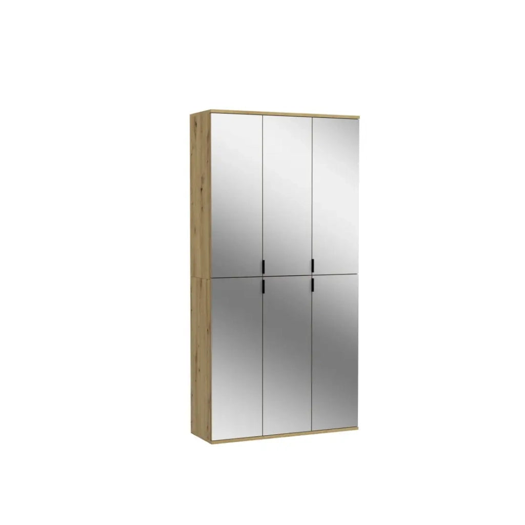 Armadio BODITE – 6 porte con specchi – Rovere chiaro – Eleganza e funzionalità