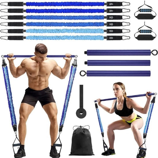 Cinture di Resistenza - 3 pezzi - Cinture di Resistenza con Asta - Fitness - Allenamento a Casa - Squat - Yoga - Bicipiti