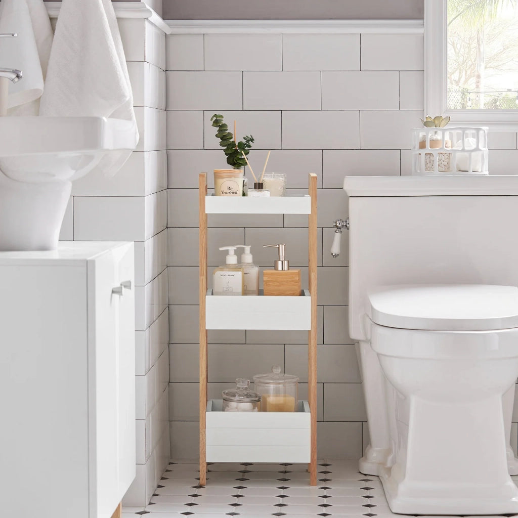 biancheria bagno cesta bagno cesta biancheria Scaffale Bagno cesta scaffale mobili bagno salvaspazio bianco FRG226-WN