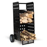 IDMarket - Carrello porta legna da ardere in acciaio nero 40x40x100 cm per il camino