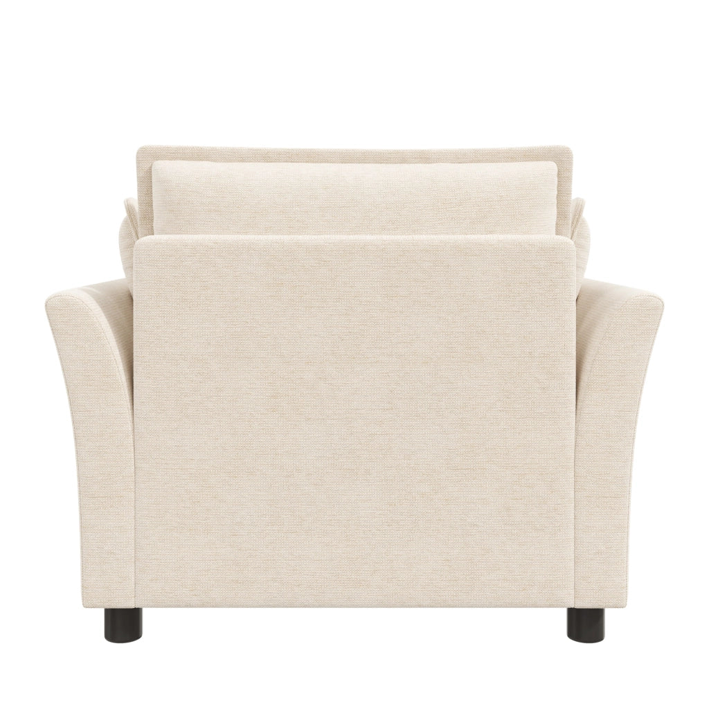 Poltrona singola in chenille con braccioli e cuscini - per soggiorno e studio - beige
