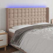 Testiera a LED Cappuccino 147x16x118/128 cm in Similpelle