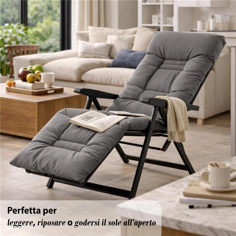 MAURY'S SDRAIO MILANO CON PROLUNGA ESTENDIBILE CUSCINO ESTRAIBILE E POGGIA TESTA 6-POSIZIONI COLORI GRIGIO
