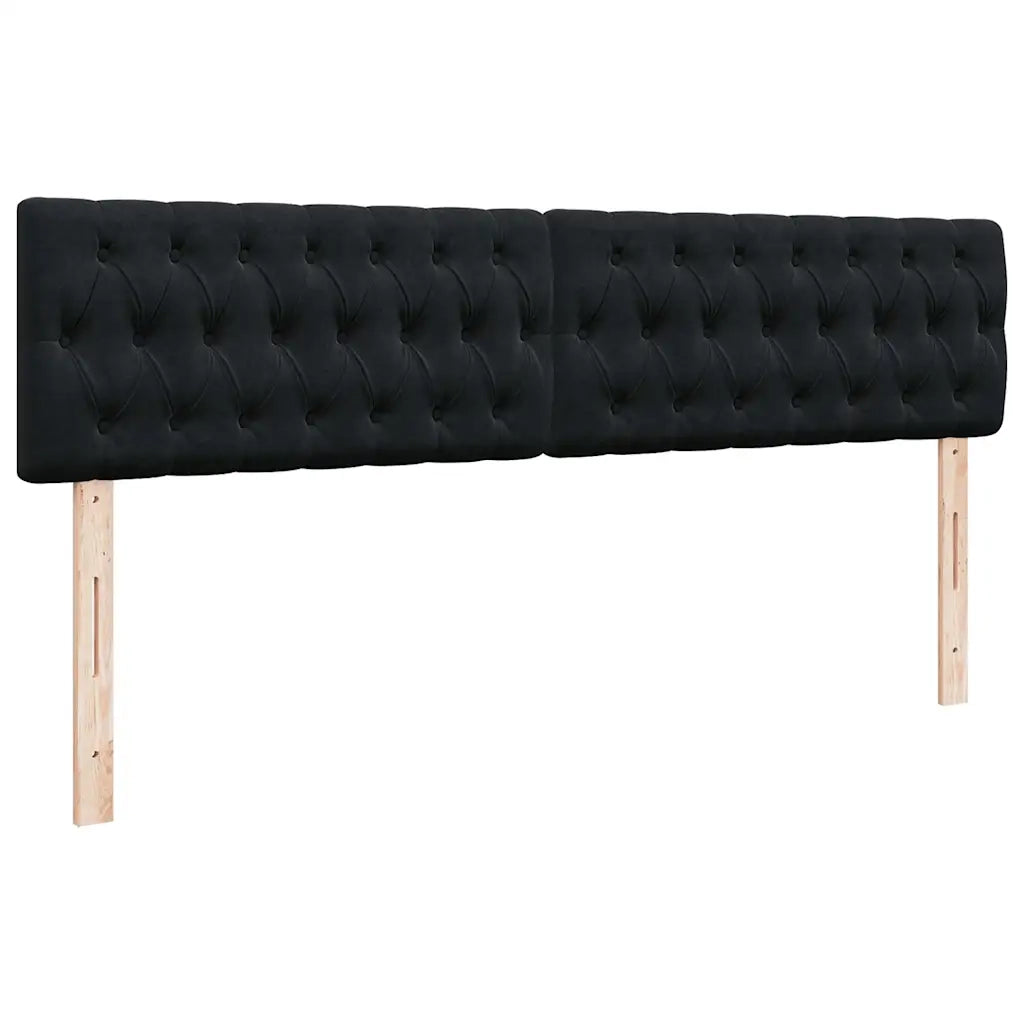 Struttura Letto Pouf con Materassi Nero 160x200 cm in Velluto