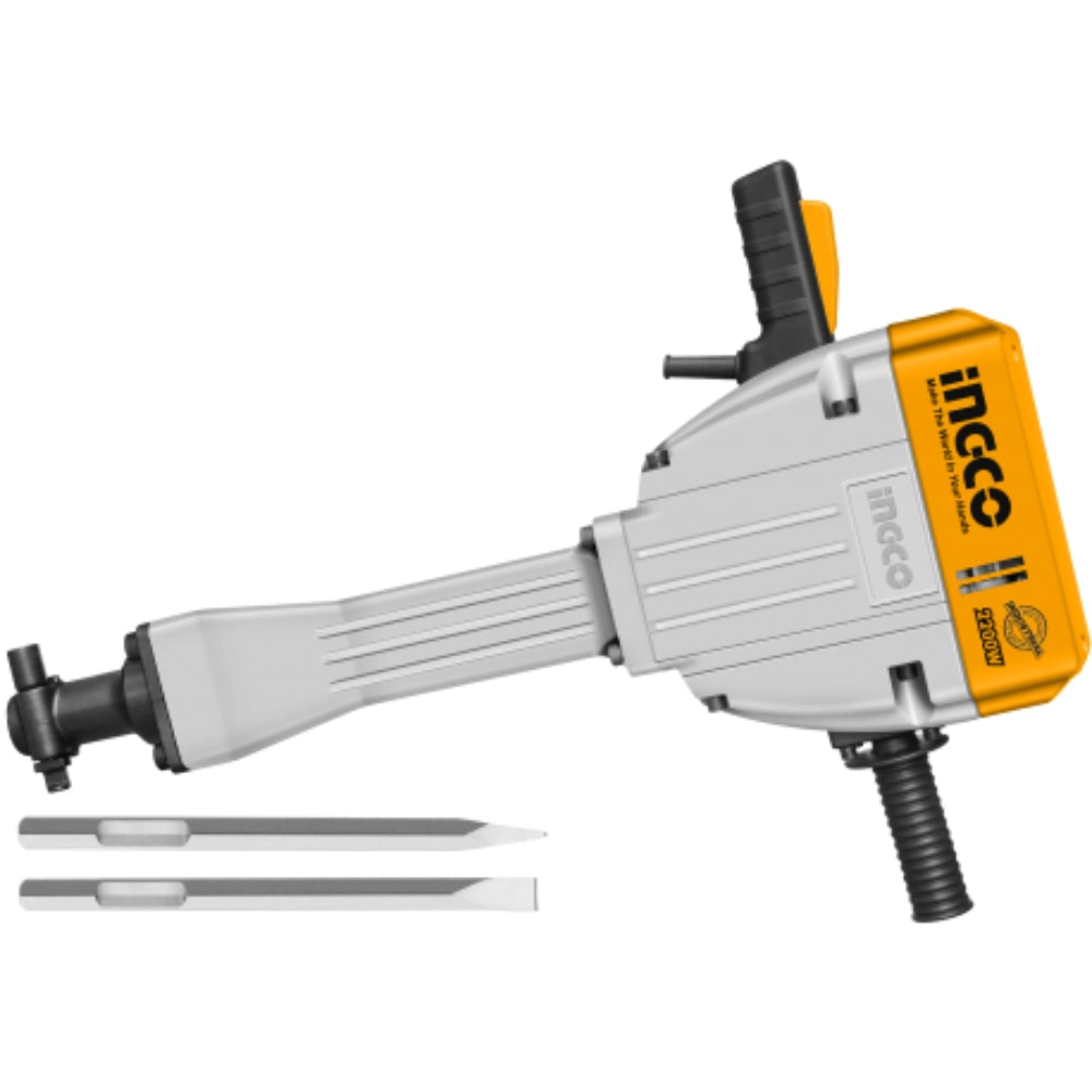 Martello demolitore da 2200w sistema antivibrazione 2 scalpelli cavi di gomma