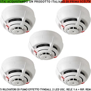 RILEVATORI DI FUMO 5 SENSORI AD EFFETTO TYNDALL SEGNALAZIONE REMOTA LED ALLARME USCITA RELÈ REI INCENDIO ALIMENTAZIONE 12/28 V