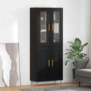 Credenza 2 pcs Rovere Nero Legno multistrato